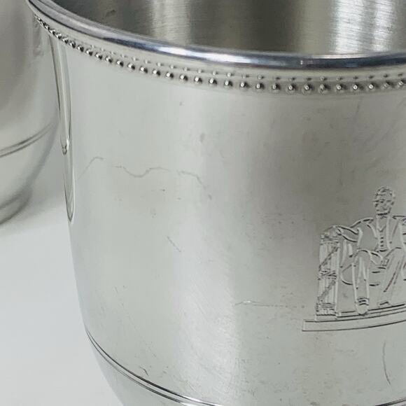 Salisbury Images of America 8 oz Pewter Cup Set of 2 Lincoln Memorial Beaded GUC - Picture 8 of 10
